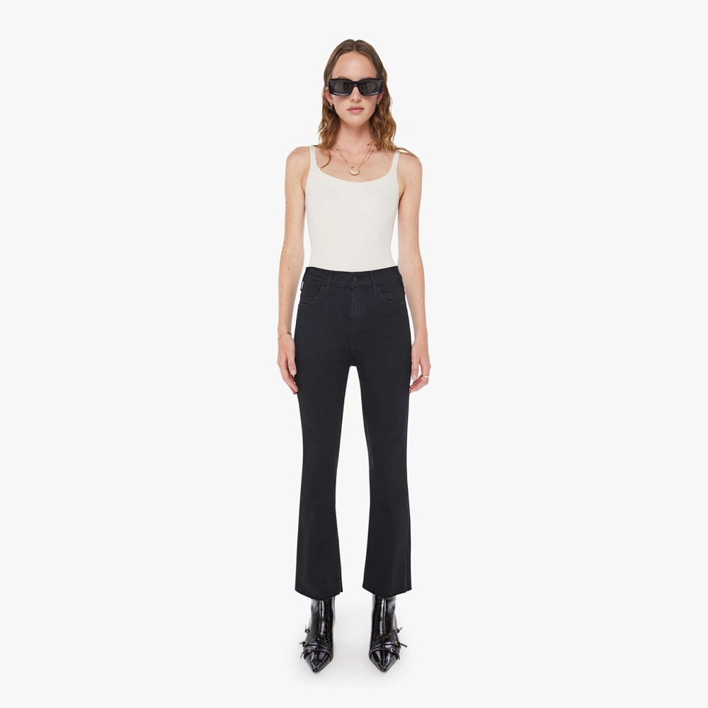 Mother The Hustler Ankle Fray Black Jeans